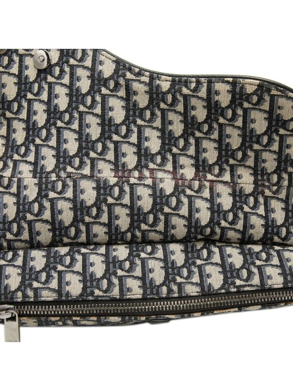 Dior Alex Foxton Oblique Saddle Bag Beige Navy Canvas Leather - Picture 4 of 8